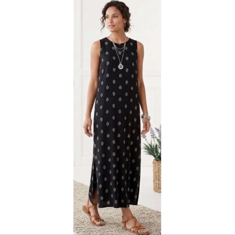 NWT J. Jill Wearever Sleeveless Tank Maxi Dress Black